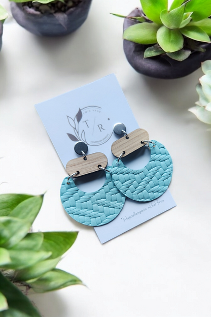 Billie|statement leather and wood dangle