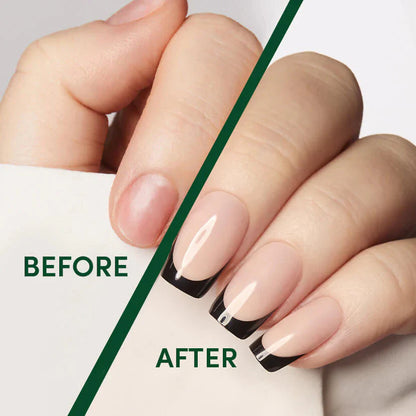 Classic Black French Square Nails - Press On Nails | Long Lasting & Reusable