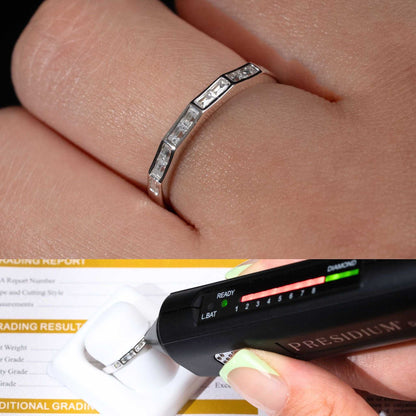 Moissanite Solid 925 Sterling Silver Half Eternity Baguette Ring Baguette Cut Women Band