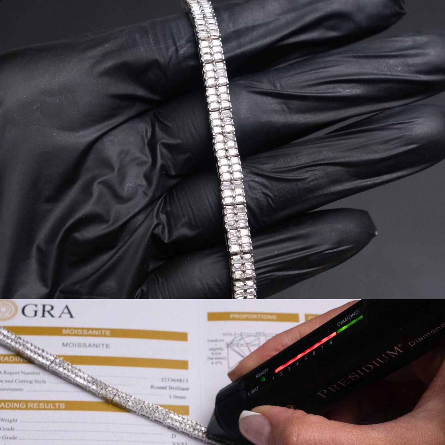 Baguette Moissanite Square Tennis Bracelet Solid 925 Sterling Silver