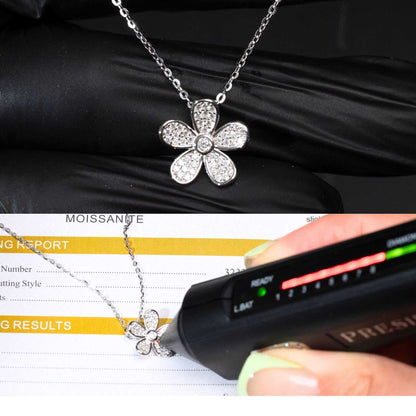 Moissanite Flower Necklace for Women – 925 Sterling Silver