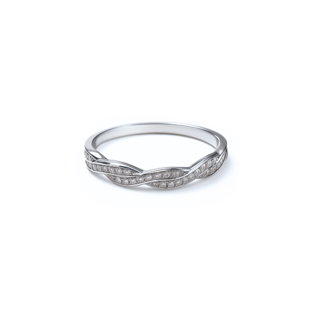 925 Sterling Silver Moissanite Twist Stackable Women Band