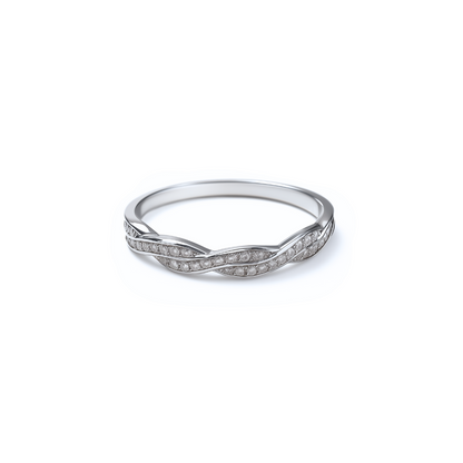 925 Sterling Silver Moissanite Twist Stackable Women Band
