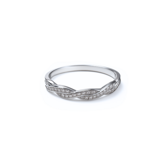 925 Sterling Silver Moissanite Twist Stackable Women Band