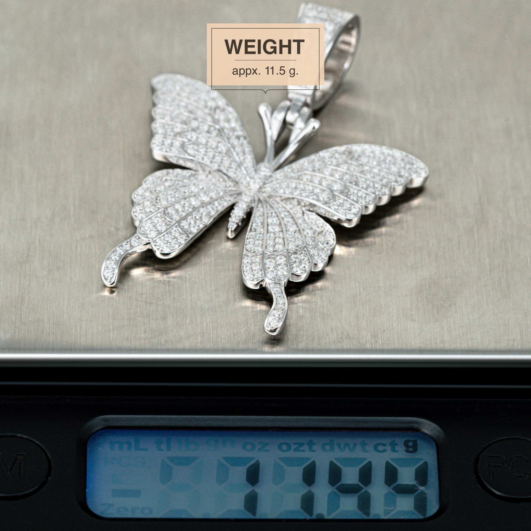 Women's Moissanite Butterfly Pendant 925 Sterling Silver 2.5 TCW