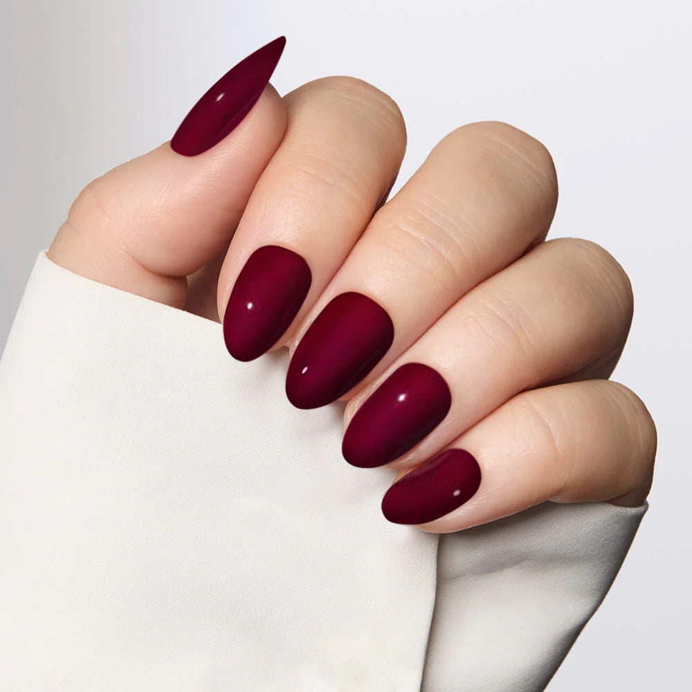 Grape Red Oval Nails - Press On Nails | Long Lasting & Reusable