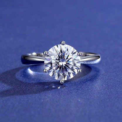 S925 Classic 6-Prong High Carbon CZ Engagement Ring, 0.5–3ct Round Cut Cubic Zirconia, Sterling Silver Daily Gift for Her Him