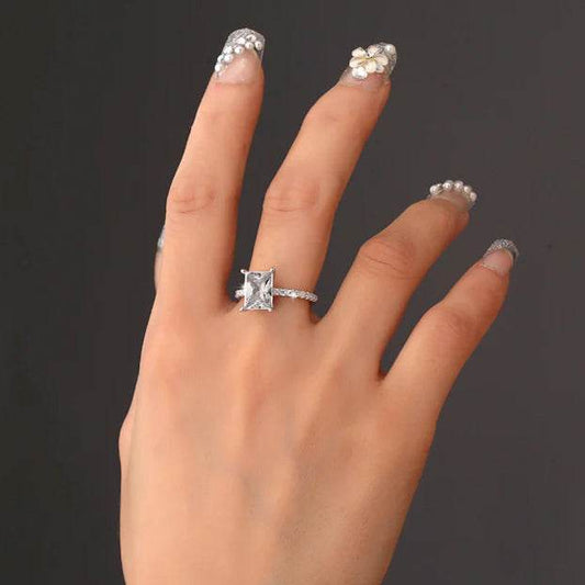 S925 Radiant Cut Moissanite & High Carbon Engagement Ring with Pavé-Set Band, 1-3ct VVS1 Certified, 4-Prong Sterling Silver