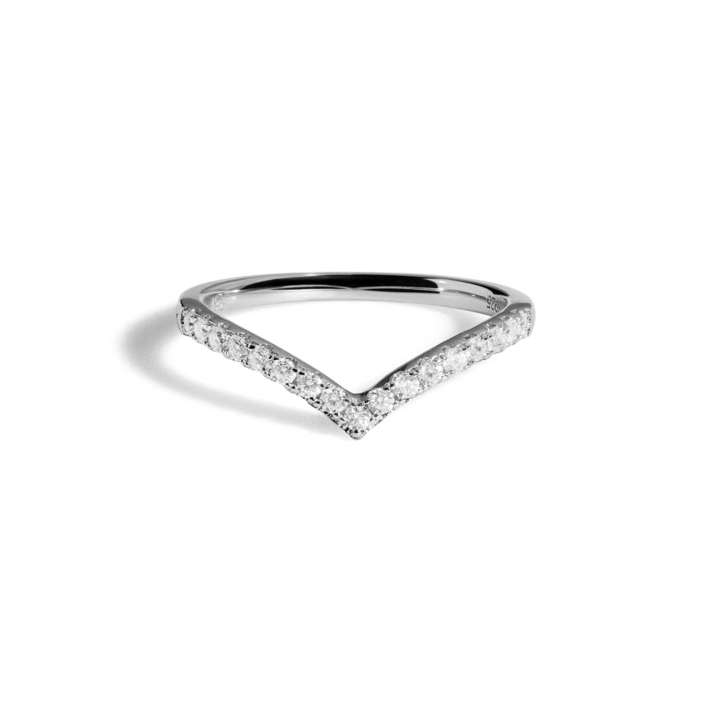 Aurora Curved 0.27 TCW Moissanite Wedding Stackable Band -  925 Sterling Silver