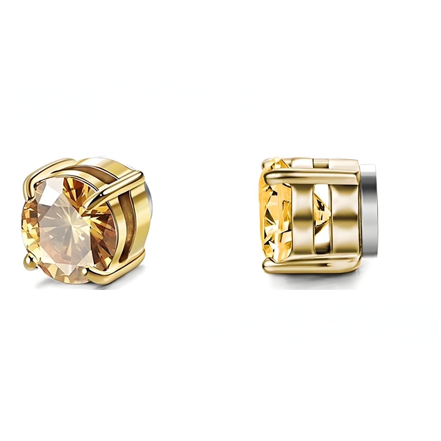 Stainless Steel Magnetic Stud Earrings for Men Women Unisex, 6/8mm 4-Prong Round CZ Inlaid Magnetic Earrings Non-Piercing Clip On Studs