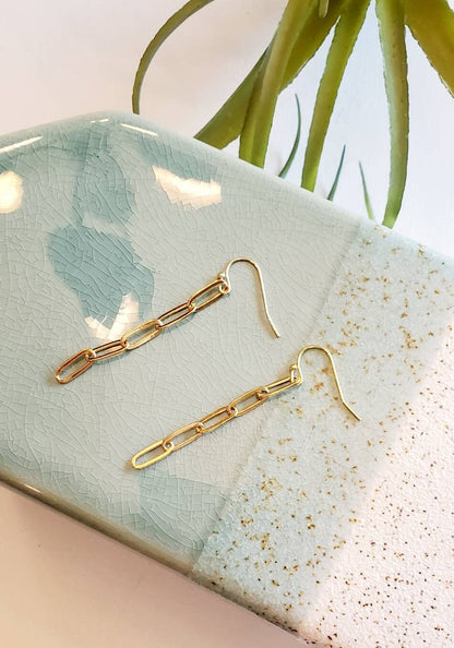 Long paper clip link earrings