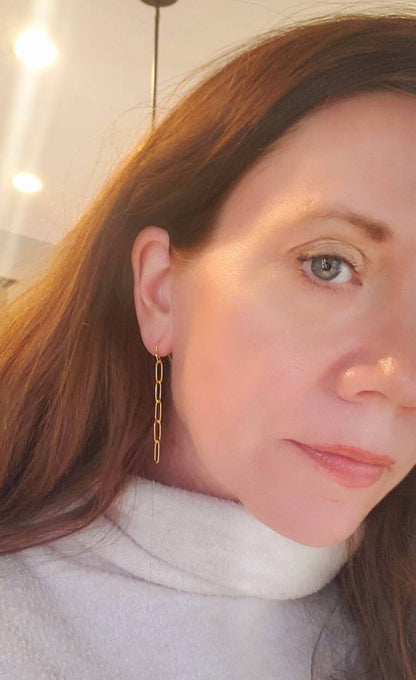 Long paper clip link earrings