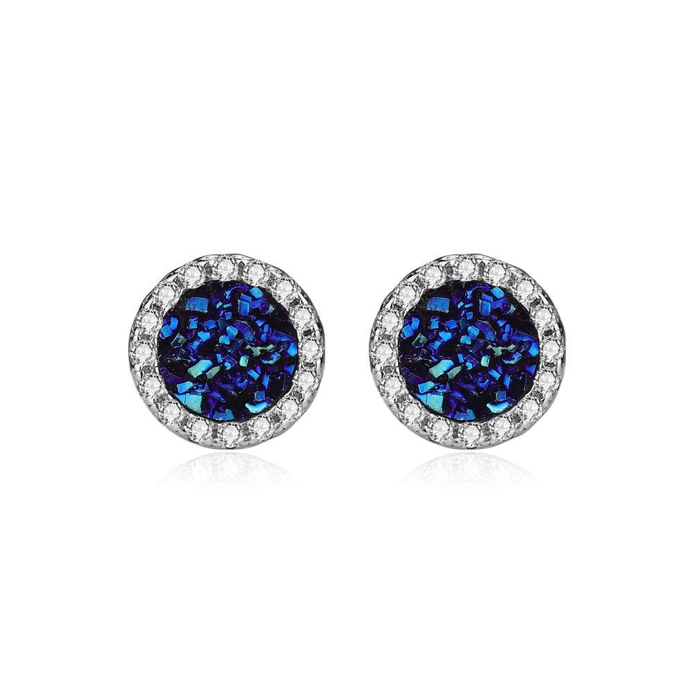 Multicolor Crystal Cluster Magnetic Round Halo Stud Earrings for Men Women, 6mm Round Crystal Inlaid Magnetic Earrings Non-Piercing Clip On Stud Earring