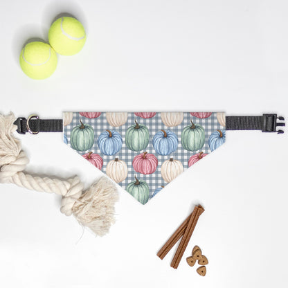Pumpkin and Checkers Collar Pet Bandana (Sm & Med)