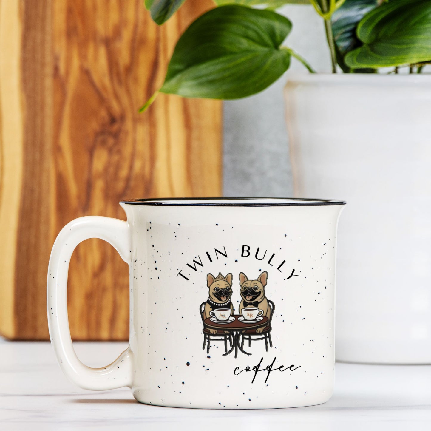 Twin Bully Ceramic Mug Speckled Cream -13oz
