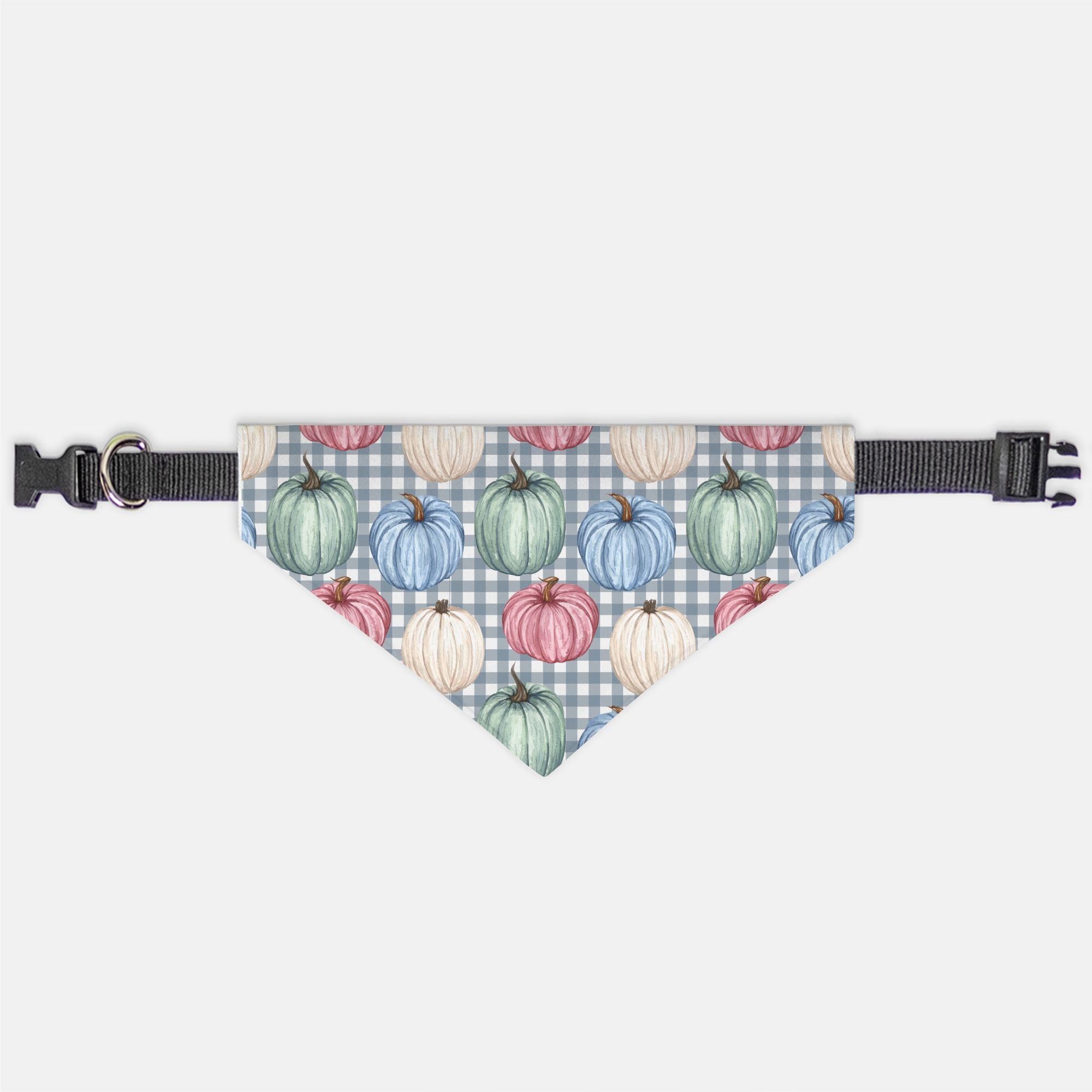 Pumpkin and Checkers Collar Pet Bandana (Sm & Med)
