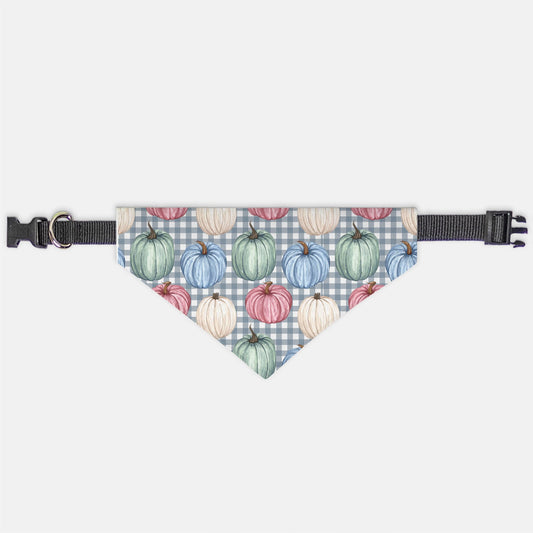 Pumpkin and Checkers Collar Pet Bandana (Sm & Med)