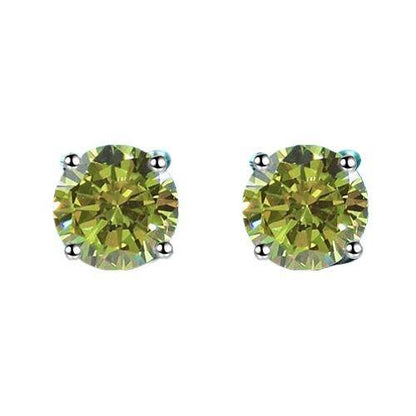 S925 Multicolor Moissanite 4-Prong Stud Earrings, 10 Color 0.5-3ct D-Grade VVS Certificate, Unisex Hypoallergenic Sterling Silver Gift