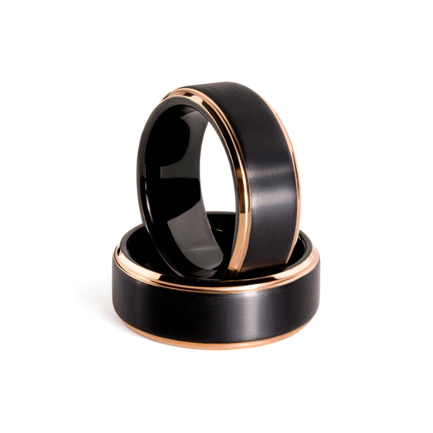 Edge Rose Gold Solid Tungsten Carbide Ring