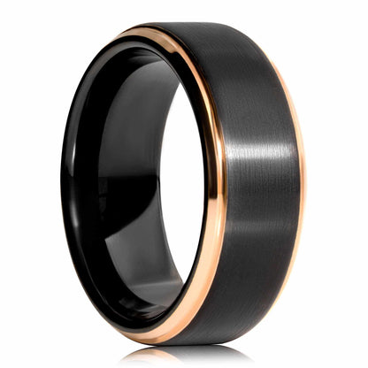 Edge Rose Gold Solid Tungsten Carbide Ring