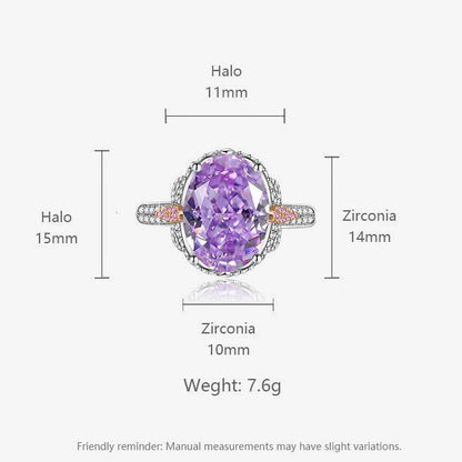 Multicolor Ice Flower Cut Oval CZ Adjustable Ring, Blue & Green 10*14mm 8A Cubic Zirconia, Two-Tone Pave CZ Band, Dainty Luxe