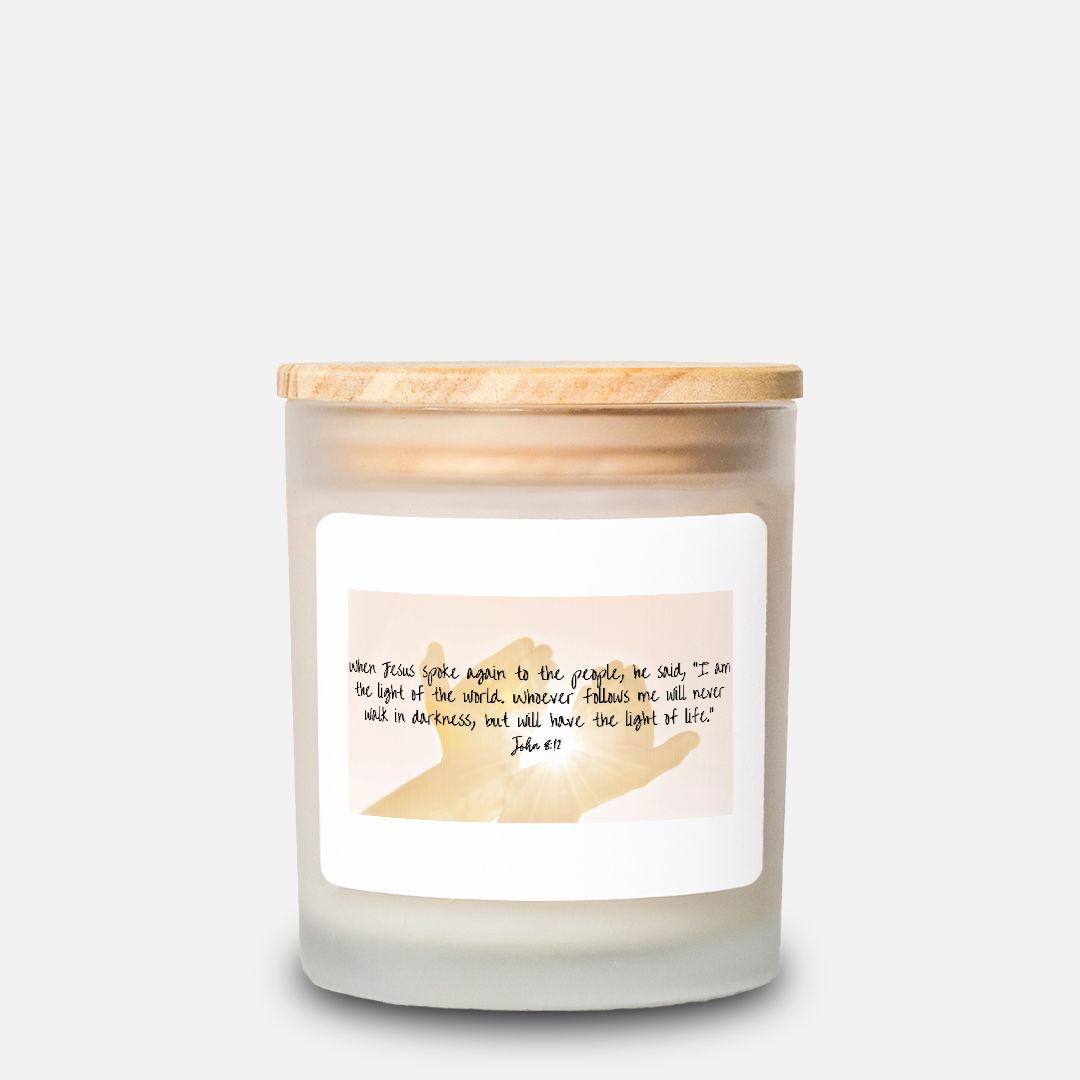 Jesus is the Light Candle Frosted Glass (Hand Poured 11 oz)