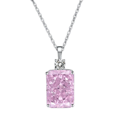 Multicolor Ice Flower Cut CZ Pendant Necklace, 10*14mm 5A Cubic Zirconia, 6 Color Options, Dainty Luxe Pendant