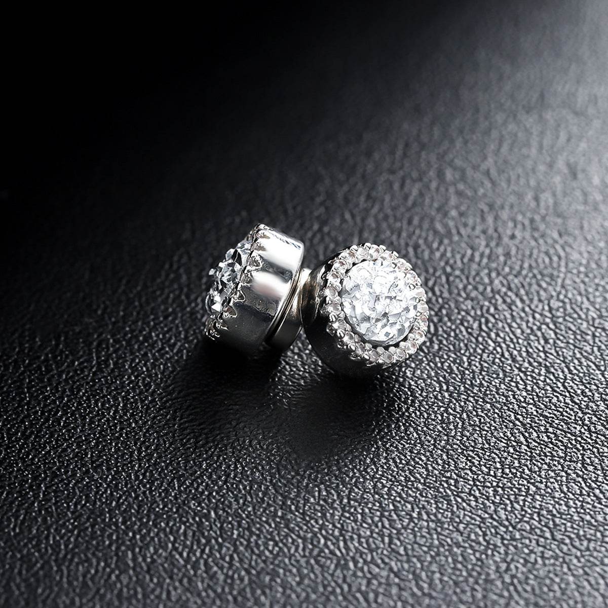 Multicolor Crystal Cluster Magnetic Round Halo Stud Earrings for Men Women, 6mm Round Crystal Inlaid Magnetic Earrings Non-Piercing Clip On Stud Earring