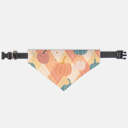 Pumpkins and Plaid Collar Pet Bandana (Sm & Med)