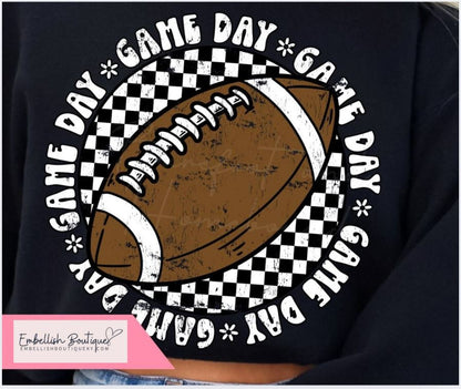 Game Day distressed circle- tee, sweatshirt or hoodie
