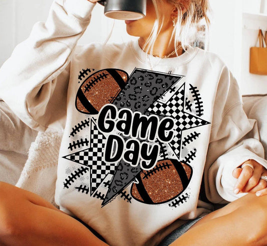 Game Day - Faux Glitter, Leopard & Checkered tee, sweatshirt or hoodie