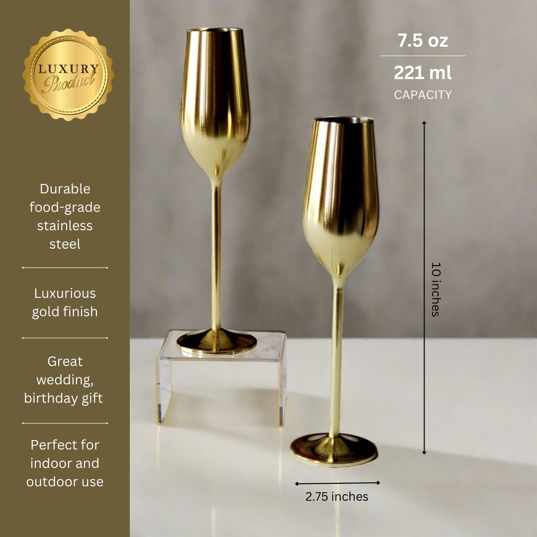 Unbreakable Champagne Flutes (Gold)
