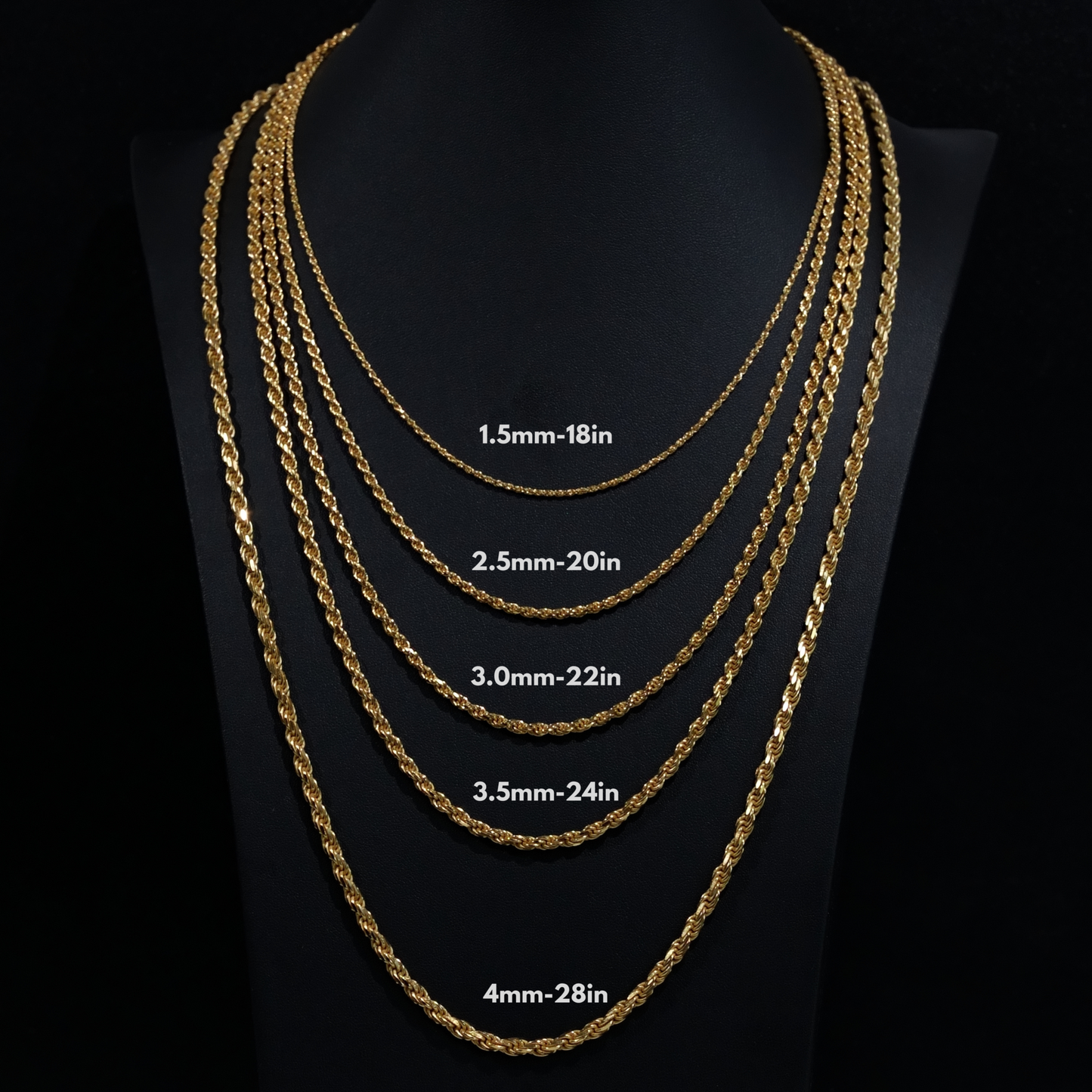 14K Gold 925 Sterling Silver Rope Chains