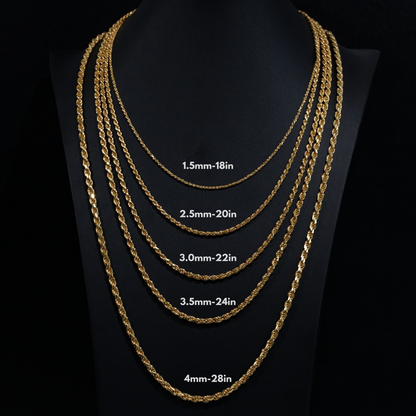14K Gold 925 Sterling Silver Rope Chains