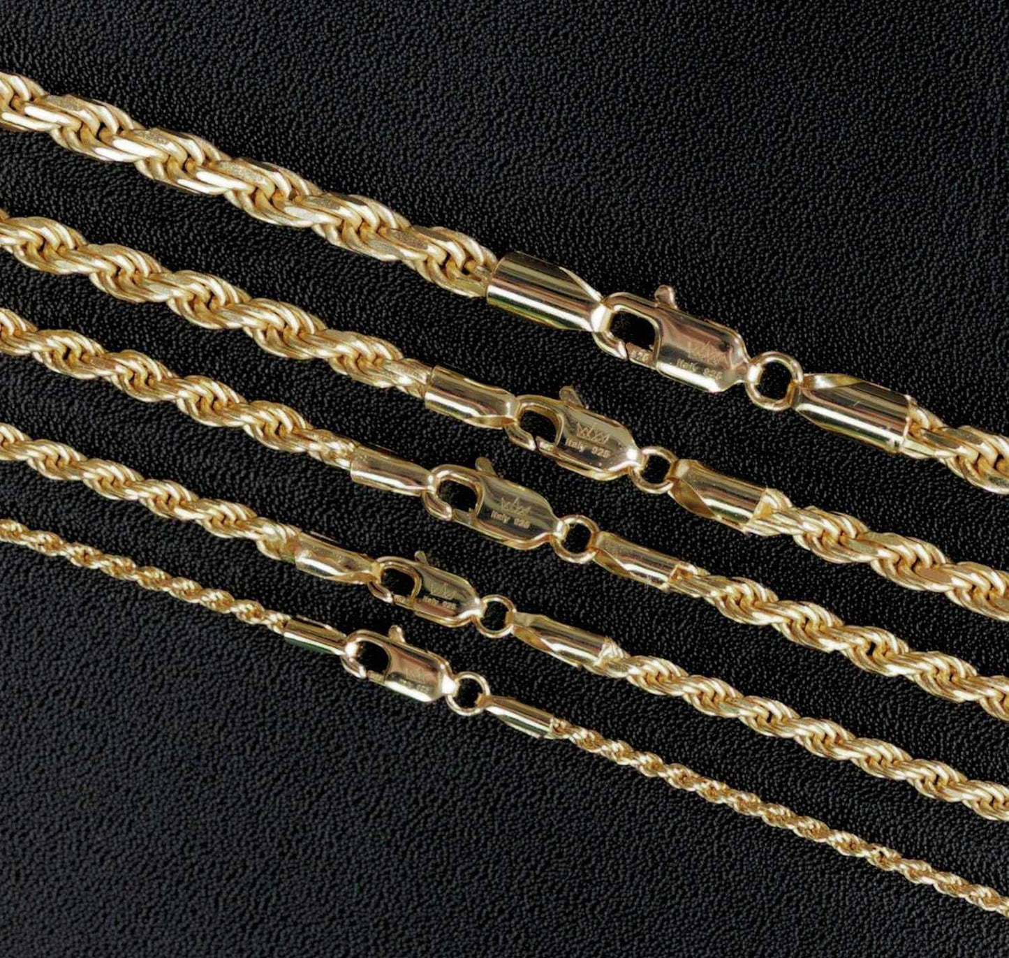 14K Gold 925 Sterling Silver Rope Chains