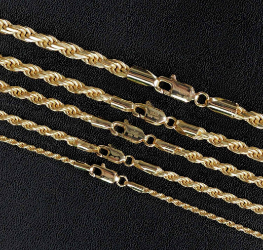 14K Gold 925 Sterling Silver Rope Chains