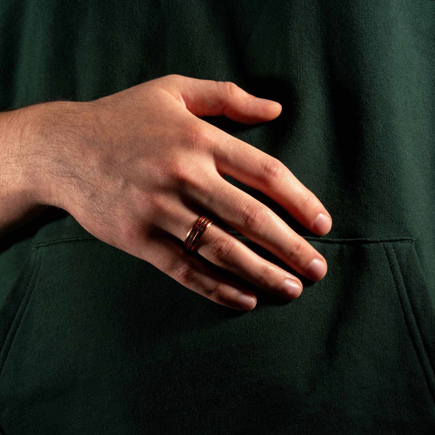 Guitar String Whiskey Barrel Wood Ring - Rose Gold Band Tungsten