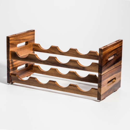 Acacia Wood Stackable 4 Bottle Wine Rack