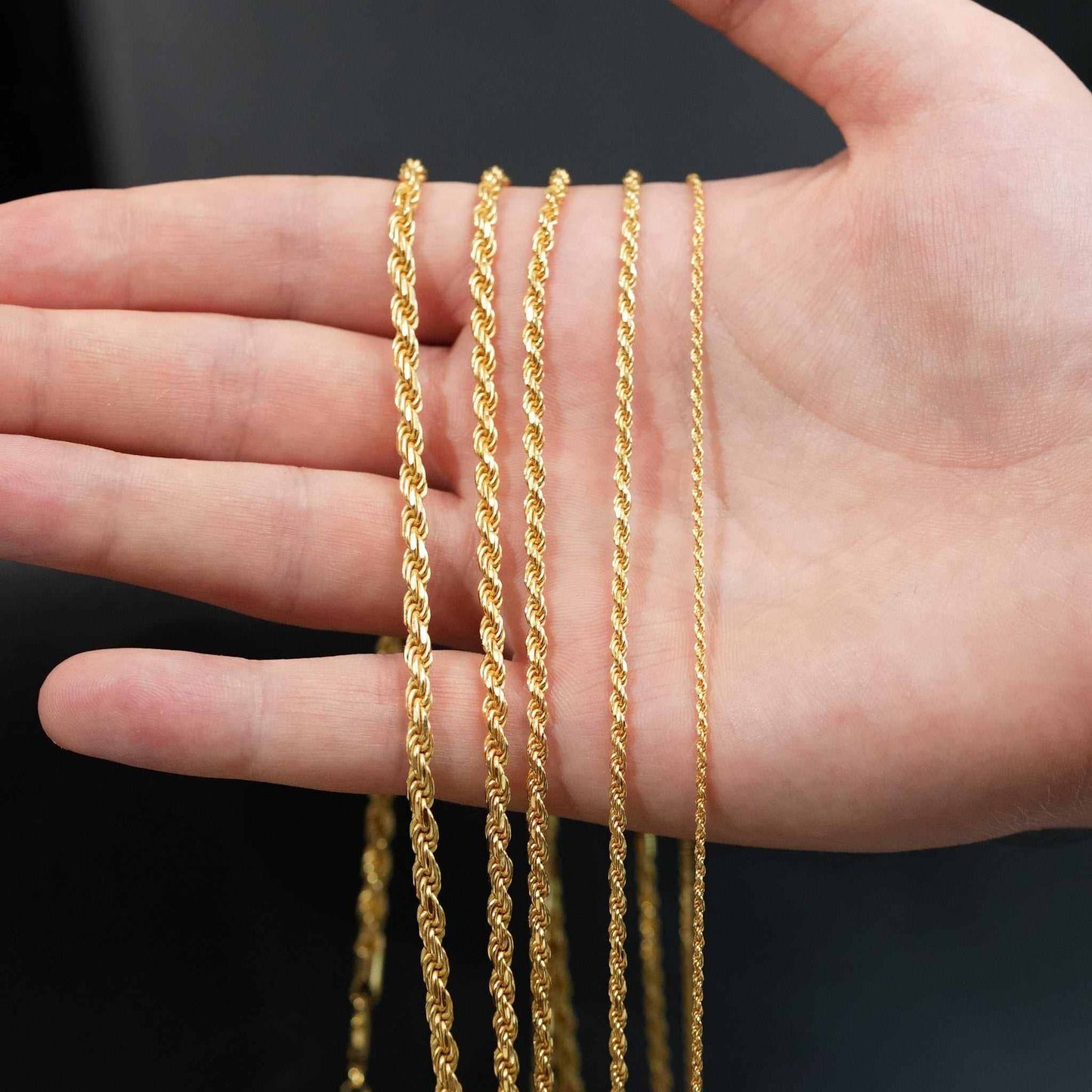 14K Gold 925 Sterling Silver Rope Chains