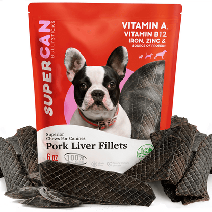 SuperCan Bully Sticks- Porky Liver Fillets 6oz