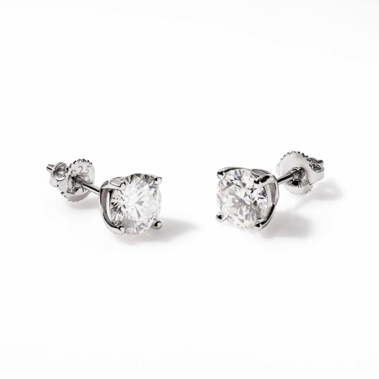 Moissanite Stud Earrings 925 Sterling Silver Screw Back