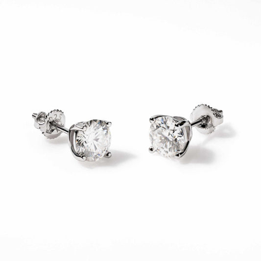 Moissanite Stud Earrings 925 Sterling Silver Screw Back