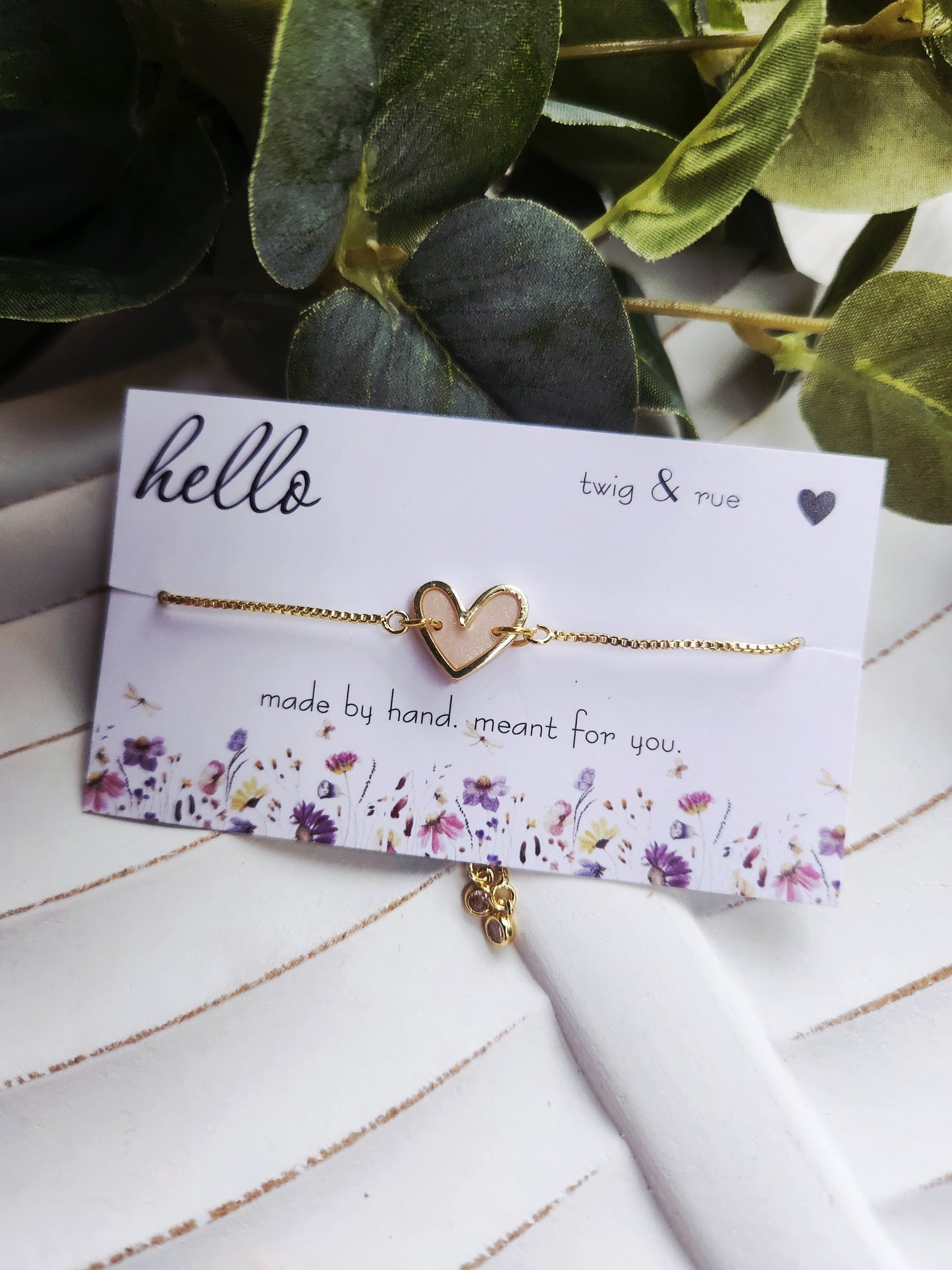 Gold Heart Slider Bracelet- 18k gold plated