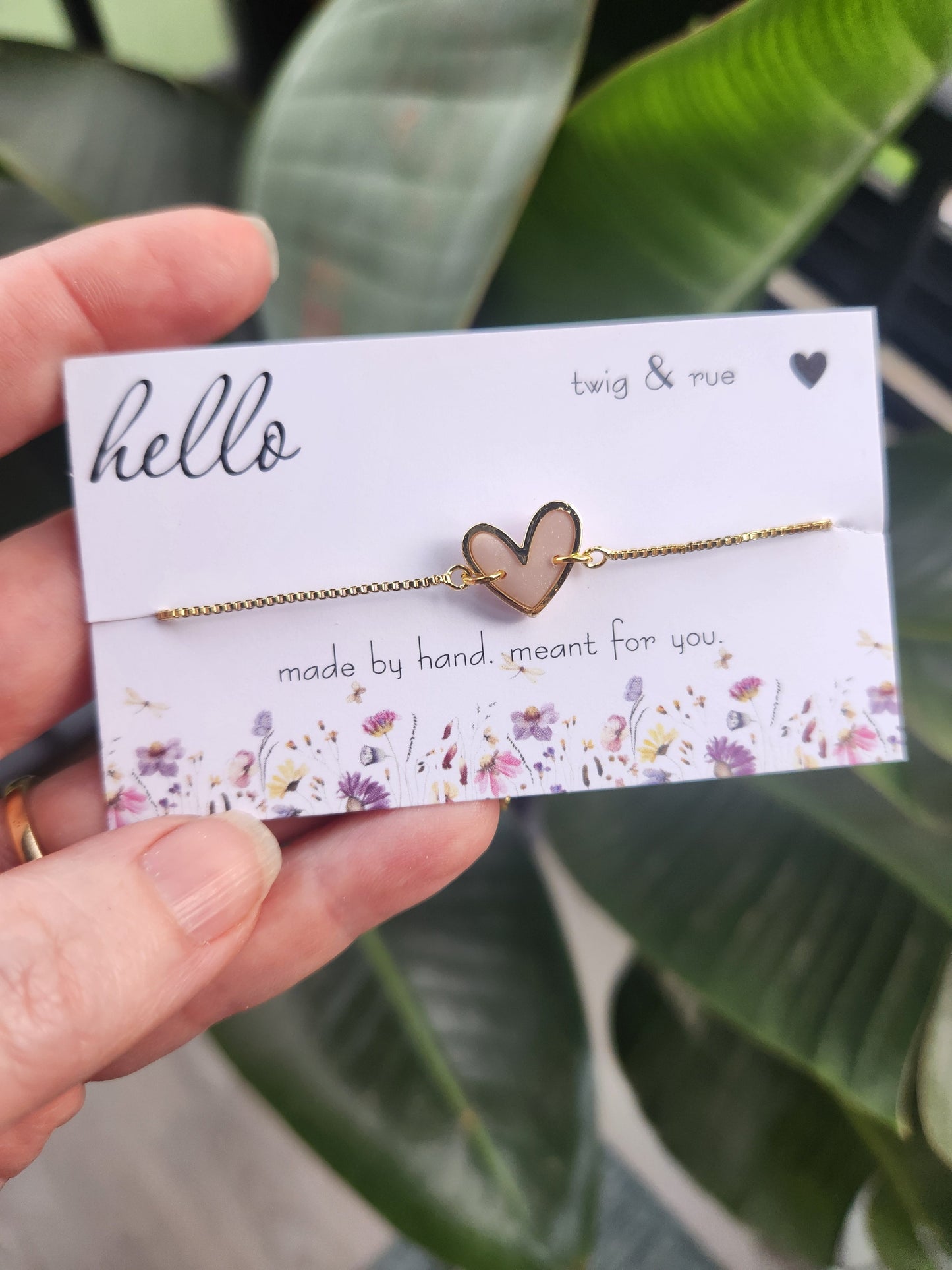 Gold Heart Slider Bracelet- 18k gold plated