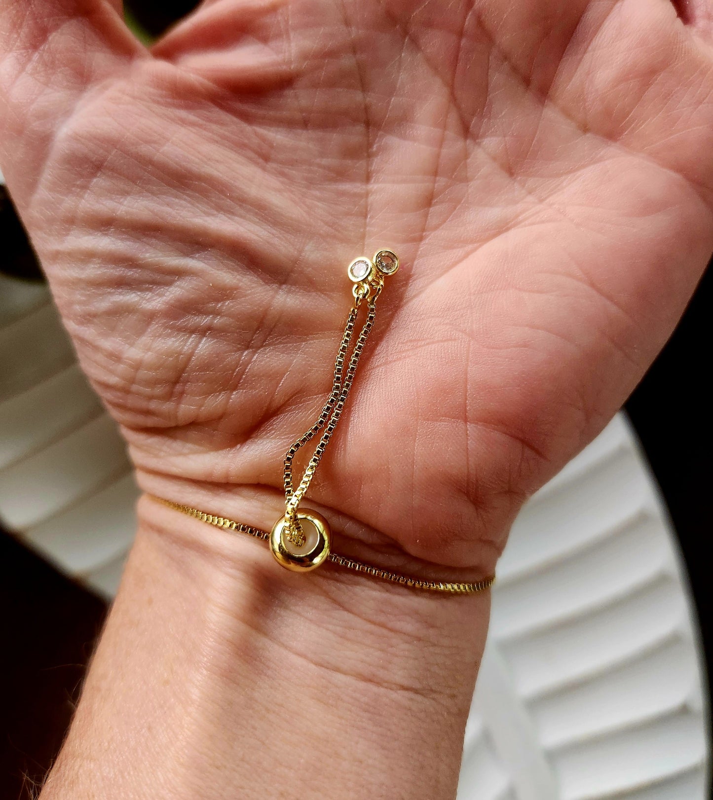 Gold Heart Slider Bracelet- 18k gold plated