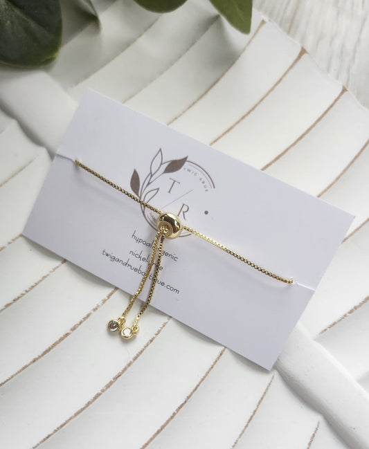 Gold Heart Slider Bracelet- 18k gold plated