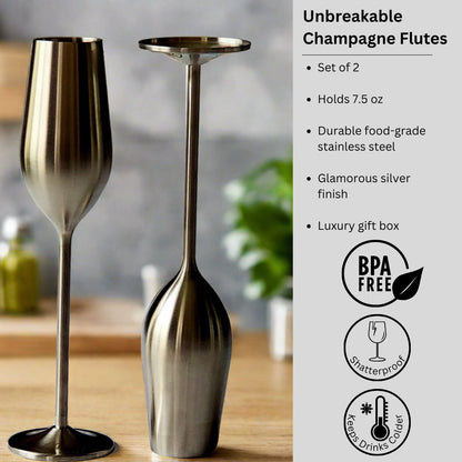Unbreakable Champagne Flutes (Silver)