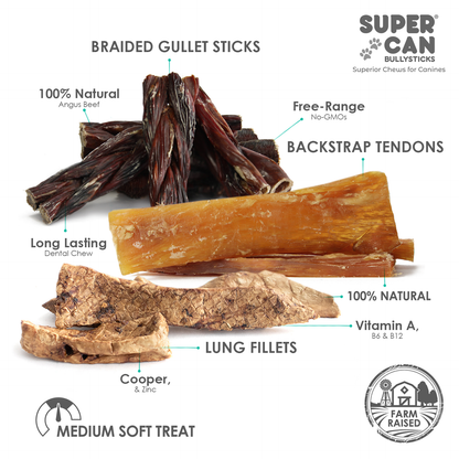 Pork and Beef Mega Mix Dog Chews- Variety Pack-2 lb Bag