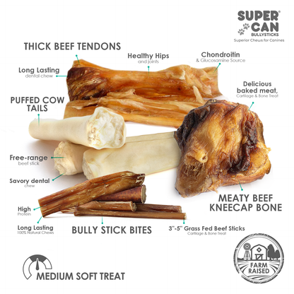 Pork and Beef Mega Mix Dog Chews- Variety Pack-2 lb Bag